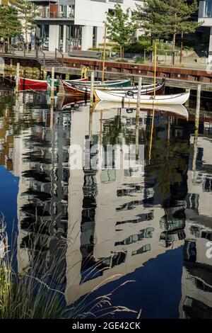 Hafenumbaugebiet in Odense, Dänemark mit moderner Wohnarchitektur Stockfoto