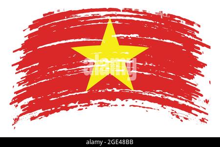 Vietnam-Flagge in Grunge-Pinselstrich, Vektorbild Stock Vektor