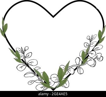 Aquarell handgezeichnete Blätter und Rahmen für Hochzeitseinladung oder Karte Stock Vektor