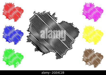 Donnersbergkreis (Bundesrepublik Deutschland, Land Rheinland-Pfalz) Kartenvektordarstellung, Scribble-Skizze Donnersbergkreis-Karte Stock Vektor