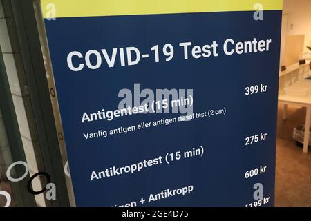 Covid-19 Testzentrum am Hauptbahnhof Göteborg. Stockfoto