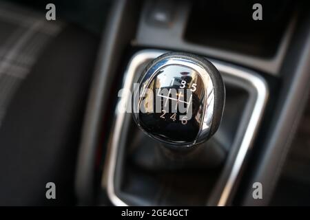 Schaltgetriebe im Schaltgetriebe Car 6 Gear Stockfoto