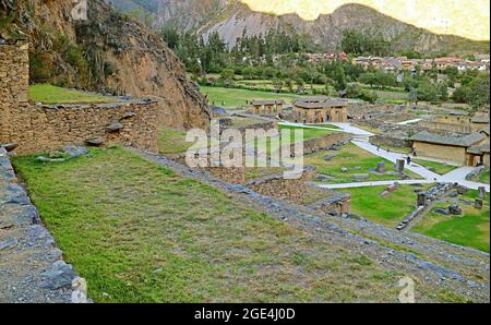 Ollantaytambo, die letzte Festung der Inkas in der Provinz Urubamba, Region Cusco, Peru Stockfoto