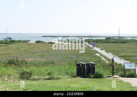 Blick über die St. Peter's Well Wiese, West Mersea, Essex Stockfoto