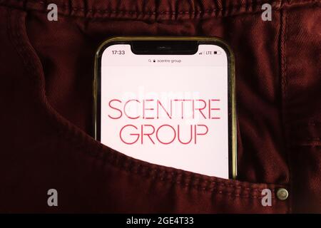 KONSKIE, POLEN - 04. August 2021: Logo der Scentry Group Limited auf dem Mobiltelefon Stockfoto