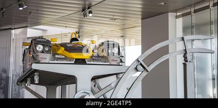 Audi R8 ALMS LMP1 Prototyp von Audi Museum Mobile, Ingolstadt Deutschland. Stockfoto