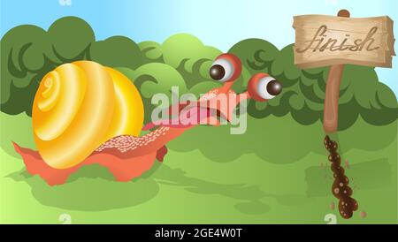 vektorbild einer zum Ziel strebenden Schnecke Stock Vektor