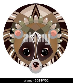 Vektorbild von Lemur in geometrischem Stil, eingeschrieben in einem Kreis Stock Vektor