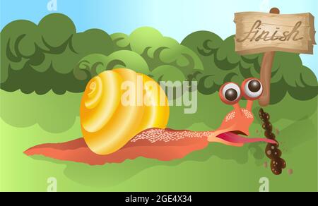 vektorbild einer zum Ziel strebenden Schnecke Stock Vektor