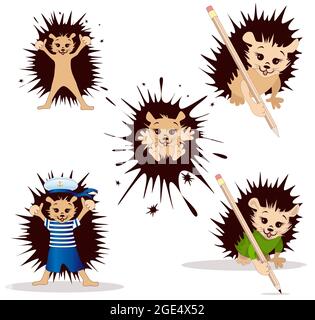 Vektorbild des Clip Art Igels aus einer Reihe von Illustrationen mit einem Igel Stock Vektor