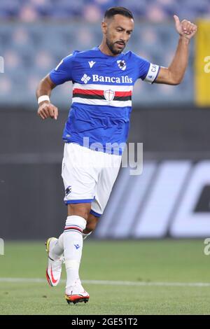 Genua, Italien, 16. August 2021. Fabio Quagliarella von UC Sampdoria reagiert während des Coppa Italia-Spiels bei Luigi Ferraris in Genua. Bildnachweis sollte lauten: Jonathan Moscrop / Sportimage Kredit: Sportimage/Alamy Live Nachrichten Kredit: Sportimage/Alamy Live Nachrichten Stockfoto