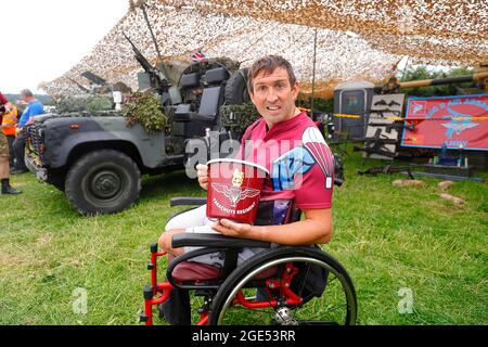 Kriegsverteran und Amputierte Ben Parkinson MBE aus Doncaster bei der Yorkshire Kriegserfahrung in Hunsworth, West Yorkshire, Großbritannien Stockfoto