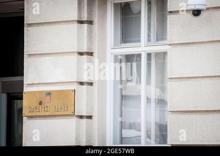 Bild von hrvatski Sabor die Nationalversammlung Kroatiens Hrvatski Sabor, oder kroatisches parlament, ist die Einkammergesetzgebung der Republik Cr Stockfoto