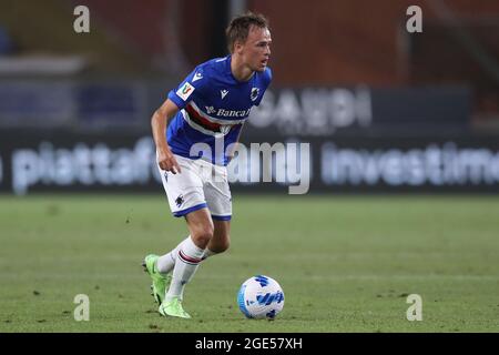 Genua, Italien, 16. August 2021. Mikkel Damsgaard von UC Sampdoria während des Coppa Italia-Spiels bei Luigi Ferraris in Genua. Bildnachweis sollte lauten: Jonathan Moscrop / Sportimage Kredit: Sportimage/Alamy Live Nachrichten Kredit: Sportimage/Alamy Live Nachrichten Stockfoto