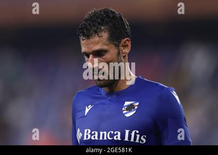 Genua, Italien, 16. August 2021. Antonio Candreva von UC Sampdoria während des Coppa Italia-Spiels bei Luigi Ferraris in Genua. Bildnachweis sollte lauten: Jonathan Moscrop / Sportimage Kredit: Sportimage/Alamy Live Nachrichten Kredit: Sportimage/Alamy Live Nachrichten Stockfoto