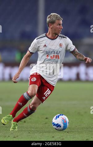 Genua, Italien, 16. August 2021. Simone Corazza von US Alessandria beim Coppa Italia-Spiel in Luigi Ferraris, Genua. Bildnachweis sollte lauten: Jonathan Moscrop / Sportimage Kredit: Sportimage/Alamy Live Nachrichten Kredit: Sportimage/Alamy Live Nachrichten Stockfoto