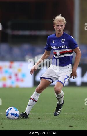 Genua, Italien, 16. August 2021. Morten Thorsby von UC Sampdoria während des Coppa Italia-Spiels bei Luigi Ferraris in Genua. Bildnachweis sollte lauten: Jonathan Moscrop / Sportimage Kredit: Sportimage/Alamy Live Nachrichten Kredit: Sportimage/Alamy Live Nachrichten Stockfoto