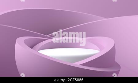 Rosa Podium für die Platzierung von Objekten, schön und bunt mit kreisförmigen Formen. Es ist ideal für die Platzierung von Modeprodukten, kleinen Objekten, Beauty-Produkte Stockfoto