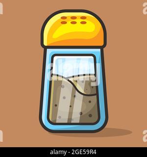 Schwarze Pfefferstreuer isolierte Cartoon-Vektor-Illustration in flachem Stil Stock Vektor