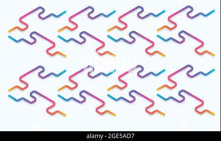 Unterschiedliche Farbe der Streifen, die auf weißem Hintergrund angeordnet sind Stock Vektor