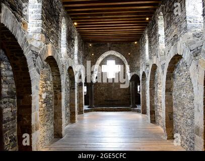 Innenkorridore und Zimmer im Schloss Gravensteen in Gent, Belgien. Stockfoto