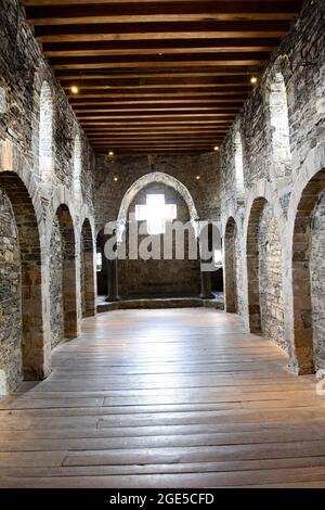 Innenkorridore und Zimmer im Schloss Gravensteen in Gent, Belgien. Stockfoto