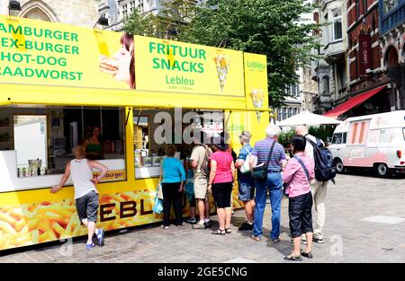 Lebeu Belgian Frites in Gent, Belgien. Stockfoto