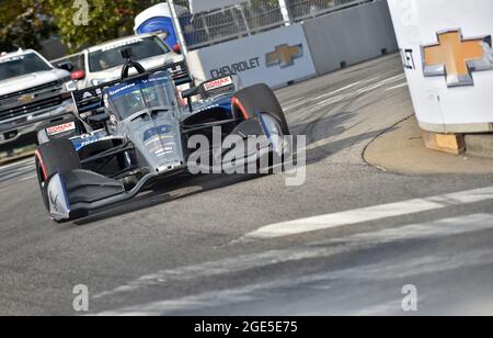 08. August 2021: Conor Daly, Fahrer der NTT IndyCar Series, fährt während des ersten Big Machine Music City Grand Prix auf den Straßen von Nashville in Nashville, TN, den Chevrolet der US Air Force - Ed CarPenter Racing um Runde drei. Austin McAfee/CSM Stockfoto