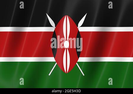 kenia-Flagge, 3d-Flagge, Flagge, 3d-Rendering, 8k Stockfoto