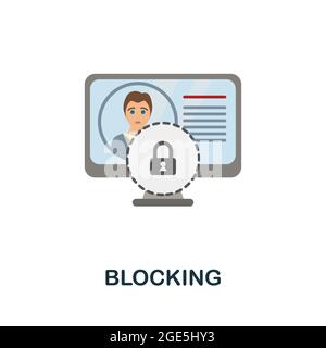 Flaches Symbol wird blockiert. Farbiger Schild aus der Sammlung von Cybermobbing. Creative Blocking Icon Illustration für Web-Design, Infografiken und mehr Stock Vektor