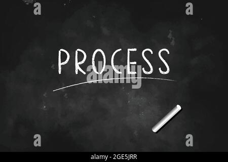 Prozess mit Kreide auf Tafel Symbol Logo Design Vektor Illustration geschrieben Stock Vektor