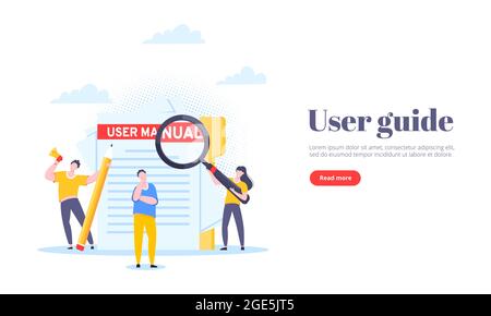 Benutzerhandbuch Handbuch Buch flaches Design Vektor-Illustration. Stock Vektor