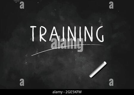 SCHULUNG mit Kreide auf Tafel Symbol Logo Design Vektor Illustration geschrieben Stock Vektor