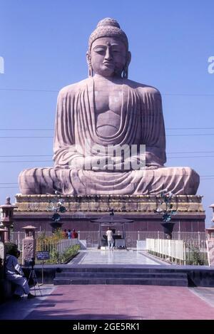 80 Fuß Buddha-Statue in Bodh Gaya in Bihar, Indien Stockfoto