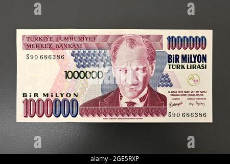 Eine Million alte türkische Lira-Banknote Stockfoto