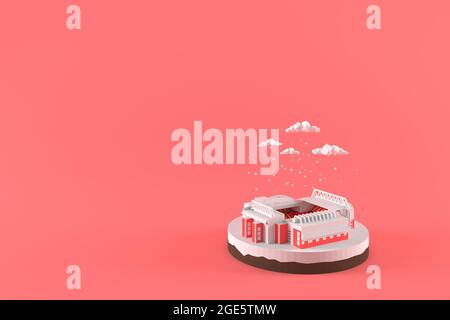 3D-Illustrator-Stadion. 3d-Rendering niedrige Polygongeometrie. Lowpoly Minimal Style Art. Stockfoto