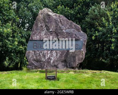 Tafel, historische Stätte mit neolithischem Durchgangsgrab, Begräbnisstätte, Knowth, UNESCO-Weltkulturerbe, Bru na Boinne, Donore, County Meath, Irland Stockfoto