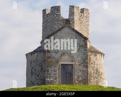 Kreuzkuppelkirche von Sveti Nikola, St. Nikolaus, 12. Jahrhundert, Prahulje, Nin, Zadar, Dalmatien, Kroatien Stockfoto