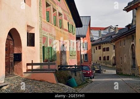 Bergdorf Guarda, Inntal, Unterengadin, Engadin, Graubünden, Schweiz Stockfoto