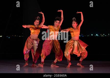 SWATHI GUNDAPUNEEDI-ATLURI. Ananda Tandavam | EIN Tanz im Kuchipudi-Stil beim Battery Dance Festival. Stockfoto