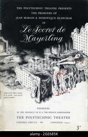 JEAN MARAIS als Erzherzog Rudolf und DOMINIQUE BLANCHAR als Marie Vetsera in LE SECRET DE MAYERLING 1949 Regisseur JEAN DELANNOY Codo Cinema / Blue Ribbon Films (UK) Stockfoto