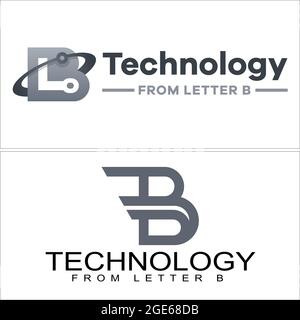 Anfangskombination Logo Buchstabe B mit Tech-Linienvektor Stock Vektor