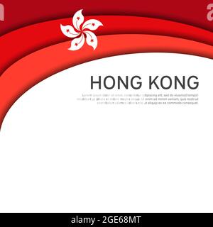 Abstrakt schwenkende Hongkong-Flagge. Papierschnitt. Kreativer Hintergrund für die Gestaltung patriotischer hongkong-Weihnachtskarten. Nationales Plakat. Vektorgrafik Stock Vektor