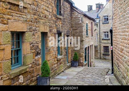 Charakteristische Steinhäuser im Dorf Longnor, Peak District National Park Stockfoto