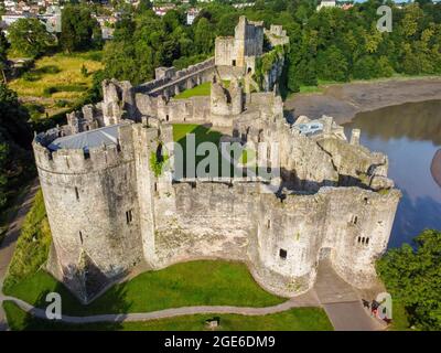 Chepstows normannisches Schloss in Chepstow, Wales Stockfoto
