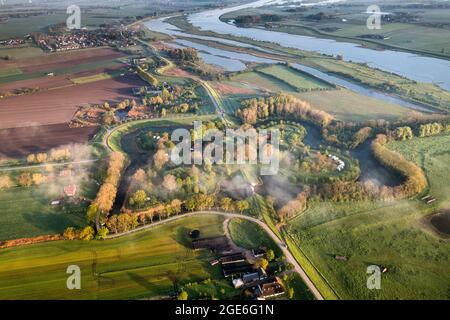 Niederlande, Everdingen, Fort Everdingen, Teil der Neuen Niederländischen Wasserlinie. UNESCO-Weltkulturerbe. Niederländische Wasserschutzlinien. Lek River. Aeria Stockfoto