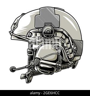 Design taktische Helm Militär in der weißen beground Stock Vektor