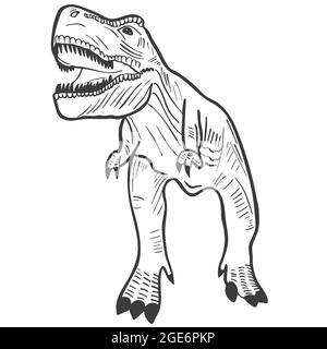 Handgravierte Dinosaurier tirex Vektorgrafik. Ausgestorbenes Tier der Jurassic Periode. Predatory Dangerous Dinosaur Sketch Stock Vektor