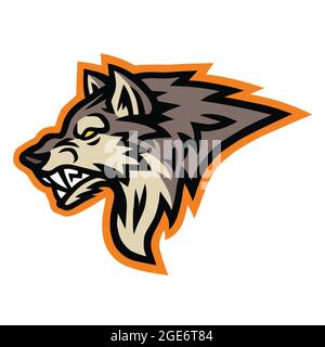 Wolf Logo Sport Maskottchen Design Vorlage Vektor Illustration Stock Vektor
