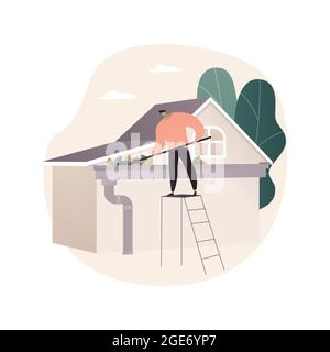 Abstrakte Konzept-Vektor-Illustration für die Reinigung von Dachrinnen. Stock Vektor